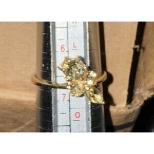 14k Yellow Gold Mystery Gemstone Cluster Ring Size 6.5, 2.65 Grams